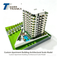 Maqueta Arquitectónica de Edificio de Gran Altura con Fachada Curva Personalizada, Iluminación LED y Paisaje Comunitario Completo