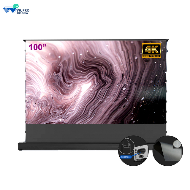 Wupo Brand NEW 100-150 Inch Floor Rising Projector Screen Motorized ALR for Universal Enhance Gain Motorised Projector Screen