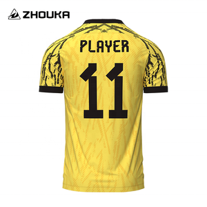 Maillots de football en sublimation de haute qualité en gros, <span class=keywords><strong>t</strong></span>-<span class=keywords><strong>shirt</strong></span> personnalisé pour hommes, maillot de football rétro original orange jaune, uniformes de football - Product Image 2