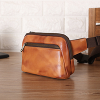 Sac à bandoulière en cuir rétro imperméable personnalisé pour homme, sacoche de poitrine, sac banane en cuir, sac de taille
