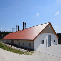 Poulailler préfabriqué moderne avec murs isolés et ventilation du toit, idéal pour l'élevage avicole commercial