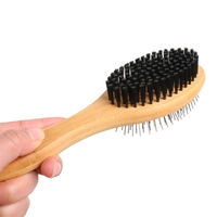 Brosse à poils pour animaux de compagnie en bambou double face professionnelle de qualité supérieure, vente en gros d'usine EUR PET