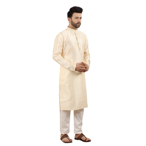 Buy Embroidered Stand-Collar Beige Woven Kurta Elegant Ethnic Wear <b>for</b> Festive and Traditional Occasions Kurta <b>Set</b> - Product Image 2