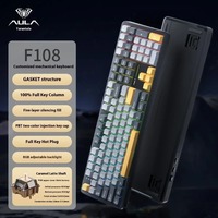 Aula F108 kustom baru Keyboard Gaming RGB struktur Gasket mekanis USB-C BT nirkabel Aksesori Esports
