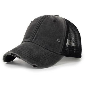 Gorra de béisbol de malla de 6 paneles desgastada y sin estructura con logo personalizado OEM de fábrica al por mayor - Product Image 5
