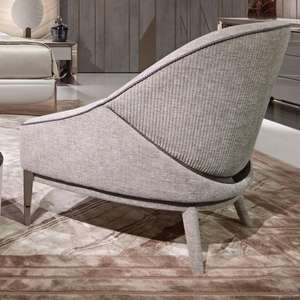 Poltrona Singola di Lusso Italiana per Soggiorno, Moderna Sedia in Legno Massello e Velluto per Villa - Product Image 3