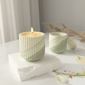 แม่พิมพ์ซิลิโคนพร้อมฝาปิดสำหรับตกแต่งบ้านถ้วยขี้ผึ้งทำจากยางเรซิน DM981ลายทางทรงกลม - Product Image 5