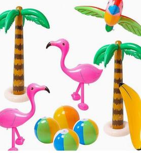 Décorations de fête amusantes pour l'été, la piscine et la plage, palmiers gonflables, flamants roses, bananes, ballons de plage, jouets de piscine en forme de perroquet - Product Image 4