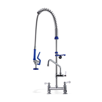 Robinet de cuisine commercial de luxe en acier inoxydable à montage sur plan, avec douchette, eau chaude et froide, pour évier industriel