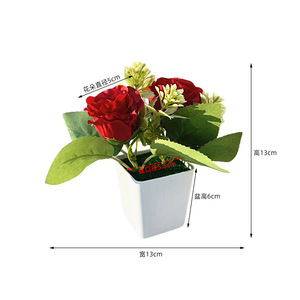 Mini bonsaï de rose artificielle dans un petit pot carré pour décoration de mariage - Product Image 5