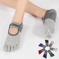 Chaussettes de yoga et de Pilates pour femmes, cinq doigts, en coton écologique, tricotées, antidérapantes, avec logo personnalisé, de haute qualité, fabriquées en usine