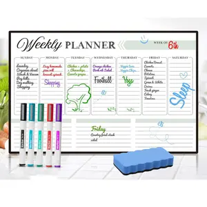 Self Adhesive Magnetic Dry Erase Weekly Calendar Kids Magnet Whiteboard Sticker Organizer Daily Planner for Refrigerator