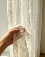 Dentelle florale en maille fine 100% polyester, transparente, douce, respirante et fraîche - Parfaite pour les rideaux et les nappes