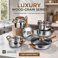 Ensemble de 6 casseroles et poêles de cuisine antiadhésives au design moderne, avec poignée amovible, compatibles induction, en métal durable