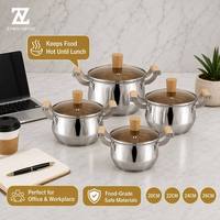 Batterie de cuisine professionnelle en acier inoxydable de qualité alimentaire Zhenneng, ensemble de 4 casseroles (20cm, 22cm, 24cm, 26cm) pour camping en extérieur