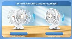 720 °   Ventilador con Clip Giratorio, Ventilador de Escritorio Mini Portátil Recargable por USB, Ventilador de Enfriamiento Silencioso de 5 Velocidades para Cochecito, Dormitorio, Exteriores - Product Image 4
