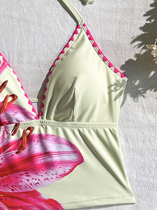 <b>Hot</b> Selling European American <b>Pink</b> Backless Bikini Separate Tie Strap Swimsuit Island Beach Bathing <b>Suit</b> - Product Image 2