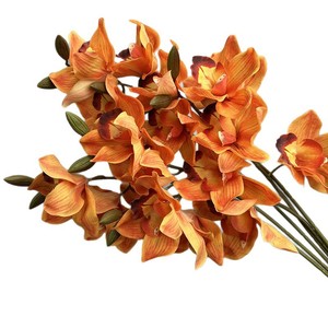 Flores Artificiales <span class=keywords><strong>de</strong></span> Cymbidium Grandes, <span class=keywords><strong>de</strong></span> Alta Calidad, Decorativas, para Hogar, Bodas, Centros Comerciales, Fotografía al Aire Libre, Planta Decorativa - Product Image 5