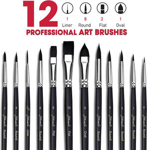 Pinceaux d'artiste professionnels de haute qualité, 12 pièces, pour <span class=keywords><strong>aquarelle</strong></span>, acrylique, gouache, huile, ensemble d'outils d'art, pinceaux de peinture de qualité supérieure - Product Image 3