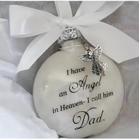 Heaven 8 cm weißer Feder-Ornament-Anhänger, Kunststoffkugel, Kreisform mit Namen von Verwandten, zum Aufhängen im Schlafzimmer, als Erinnerungsstück