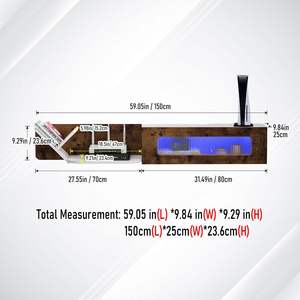 Moderno rustico flottante <span class=keywords><strong>TV</strong></span> Stand luci <span class=keywords><strong>LED</strong></span> <span class=keywords><strong>pannello</strong></span> di legno <span class=keywords><strong>con</strong></span> vetro <span class=keywords><strong>porta</strong></span> di stoccaggio per <span class=keywords><strong>TV</strong></span> proiettore per soggiorno - Product Image 2