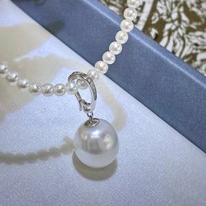 Colgante de Plata de Ley 925 DIY 3405 con Base Vacía, Hebilla Universal para Cuentas de 9-15 mm, Accesorizado con Perlas para Collar Universal - Product Image 1