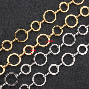 Cadena Redonda de Acero Inoxidable Dorada de 10 mm de Ancho, Anillo Plano para Manualidades, Fabricación de Joyas y Bolsos - Product Image 3