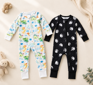 Pigiami per Neonati in Bambù, Vendita all'Ingrosso, Tutine Personalizzate per Bambini, Confezione da <span class=keywords><strong>2</strong></span>, Tute con Cerniera a <span class=keywords><strong>2</strong></span> Vie, OEM ODM, Abbigliamento per Neonati 0-24 Mesi - Product Image 6