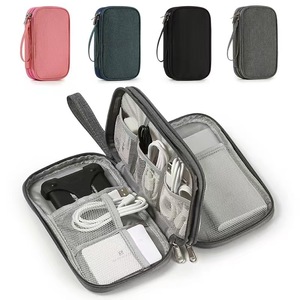 Double Layer Data Cable Storage Bag Polyester Rectangle Travel Organizer For Trip With Mesh Pockets And Zipper Closure - Product Image 1