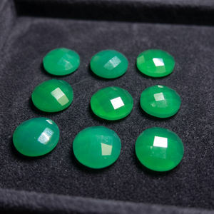 <b>Top</b> Selling Natural Green Onyx Loose Gemstone 16X16MM Round <b>Rose</b> Cut for High Quality Rings - Product Image 3