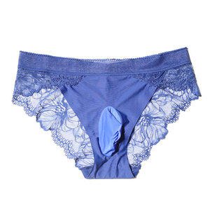 Men Sexy Seamless Mid Waist Ice Silk Underwear With Penis Sleeve Gun Shaped Briefs Viscose Fabric - Product Image 5