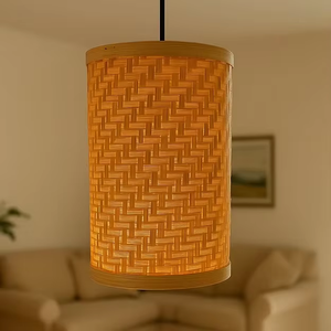 Rustic Farmhouse <b>Bamboo</b> Pendant <b>Lights</b> | Decorative Handwoven Set of 4 from India - Product Image 6
