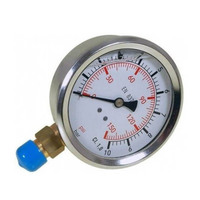 Manomètre à Glycérine HUBEN 63mm avec 1/4'' BSP et 0-4 Bar, Acier Inoxydable