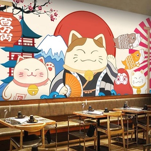 ภาพจิตรกรรมฝาผนังตกแต่งร้านอาหารญี่ปุ่นวอลล์เปเปอร์แมวบุคลิกภาพซูชิร้านอาหาร - Product Image 1