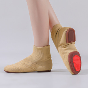 Chaussures de danse <span class=keywords><strong>jazz</strong></span> modernes à tige haute, tissage <span class=keywords><strong>volant</strong></span>, sur la cheville, semelle en caoutchouc fendue, chaussures de compétition et d'entraînement - Product Image 2