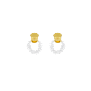 <b>Crystal</b> <b>Earrings</b> PVD Gold Plated 316L Stainless Steel Sustainable Resistant <b>Studs</b> - Product Image 2
