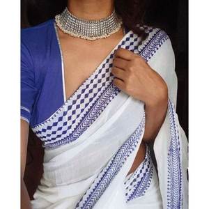 Sari en lin imprimé numérique tendance, séchage rapide, pour les fêtes et mariages indiens et pakistanais, Diwali, toutes saisons - Product Image 4