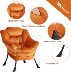 Zeitgenössische moderne orange Freizeit Einzels ofa Set gepolstert Wohnzimmer Schlafzimmer Lounge Möbel mit Ottomane zum Essen - Product Image 6