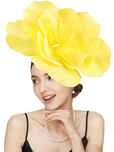 قبعات حفلات رائعة من المطاط بها زهور كبيرة للبيع بالجملة بتخفيضات كبيرة، أكسسوارات للشعر والحفلات، غطاء للرأس للسيدات والنساء - Product Image 2