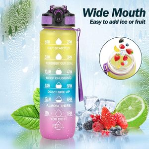 Botella de Agua de Plástico PC de Alta Capacidad de 1000 ml con Logotipo Personalizado, Vaso de Moda Gradual, Botella de Agua para Senderismo al Aire Libre con Tapa para Jugos de Frutas - Product Image 6