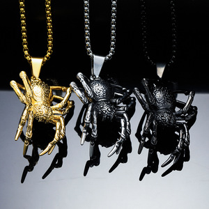 Collier Offre Spéciale en acier inoxydable Hip Hop Cool or argent Punk collier à mon fils Cool araignée pendentif collier pour hommes - Product Image 4