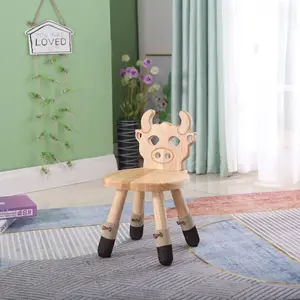 Silla ergonómica personalizada para niños, taburete de madera sólida de estilo nórdico, Zodíaco