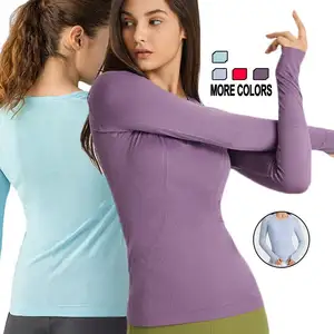 ECBC üst satış Yoga giysileri kadın güz uzun kollu Yoga Tops jakarlı spor gömlek sıkıştırma Fitness aktif aşınma T Shi