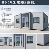 Maison conteneur préfabriquée extensible, maison modulaire pliable avec fenêtres et porte d'entrée en verre pour usage résidentiel