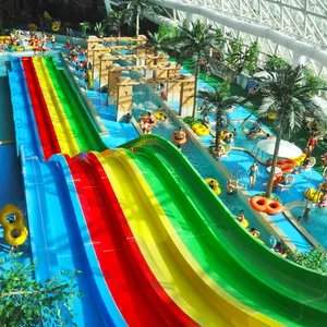 Water Park Speeltoestellen Kleurrijke Regenboog Racing Glasvezel Glijbaan