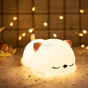 ไฟกลางคืนเล็กๆเรืองแสงหัวเตียงเด็กผู้หญิงสำหรับห้องนอนหัวใจโคมไฟซิลิโคนรูปแมวโคมไฟข้างเตียงอยู่ข้างเตียง - Product Image 1