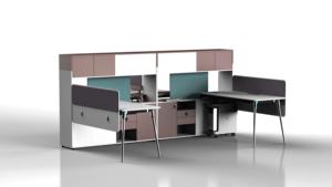 Modern Open Space Coworking Modular Wooden Office Table <b>Work</b> Station <b>Desk</b> 4 Seater Staff Office Furniture - Product Image 4