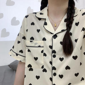 Ensemble de pyjamas pour filles à manches courtes avec impression de nuages bon marché, vêtements de nuit pour chiots, vêtements de salon d'été, vêtements de nuit pour femmes - Product Image 6