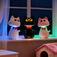 Veilleuse LED en forme de chat mignon en ABS, lumière colorée, lampe de chevet créative pour chambre d'enfant et décoration intérieure
