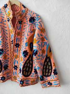 Handcrafted Suzani Embroidered TNT Cotton <b>Jacket</b> Bohemian Kimono Outerwear For <b>Women</b> - Product Image 6